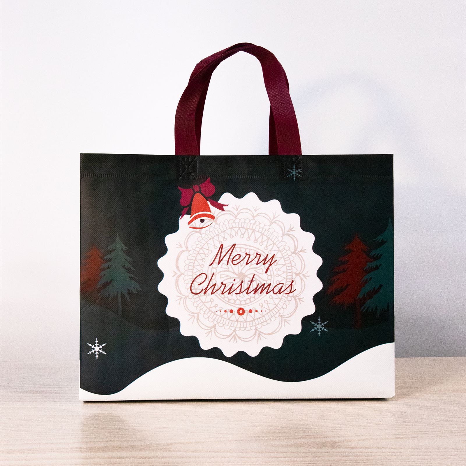 Linhai spot bolsa de regalo de Navidad láser de Santa Claus bolsa no tejida bolsa de película de Navidad bolsa de regalo de fiesta