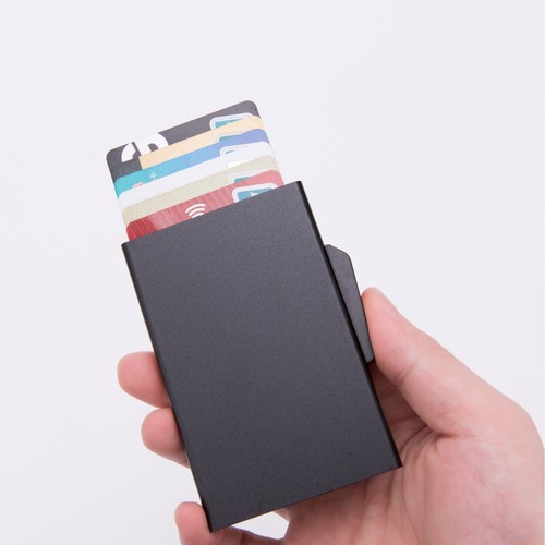 Aluminum Coin Holder with Aluminum Anti-Magnetic Box, Automatic Card Box with Logo, Wholesale and Retail