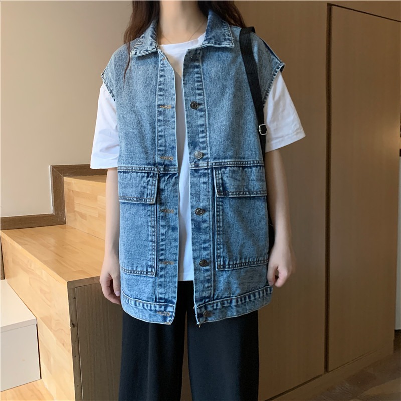 Retro denim vest