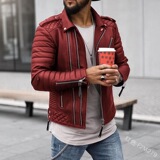 2022跨境新款冬款男士航线翻领棉服欧美拉链色皮衣外套py79p120，男装皮衣，星座1217-1