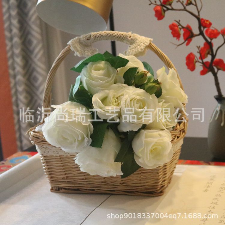 原头工厂手工编织花篮 家居用品清新自然园艺柳编藤编收纳筐批发