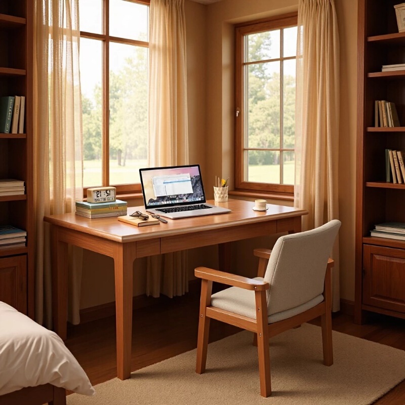 All-Solid Wood Desk for Small Apartments, Bedside Student Study Desk, Home Computer Desk, Bedroom Adult Leisure Writing Desk