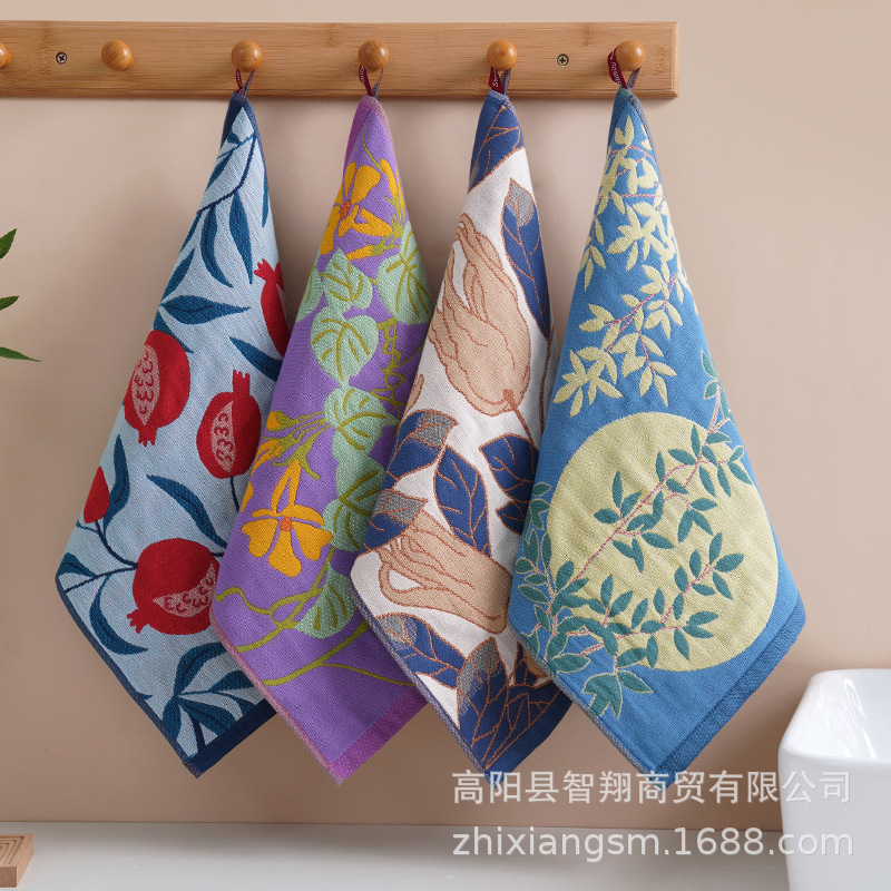 Zhiyang towel South Korea bergamot jacquard four-layer cotton gauze large square towel towel kitchen towel factory wholesale
