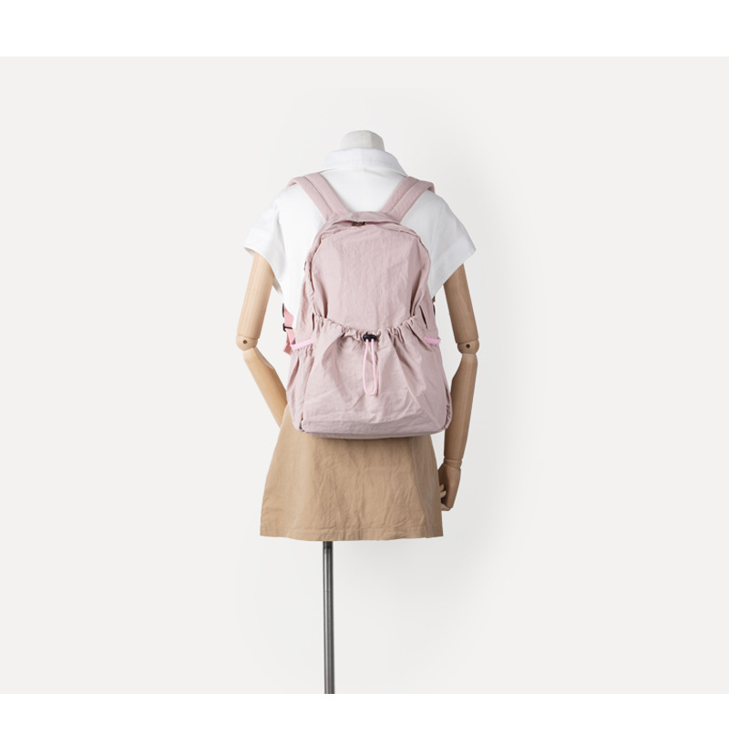 Koreanische Nische Instagram wasserdichter Nylongewebe-Rucksack mit Kordelzug für Damen, vielseitig, leicht, große Kapazität für Studenten_voghion.com