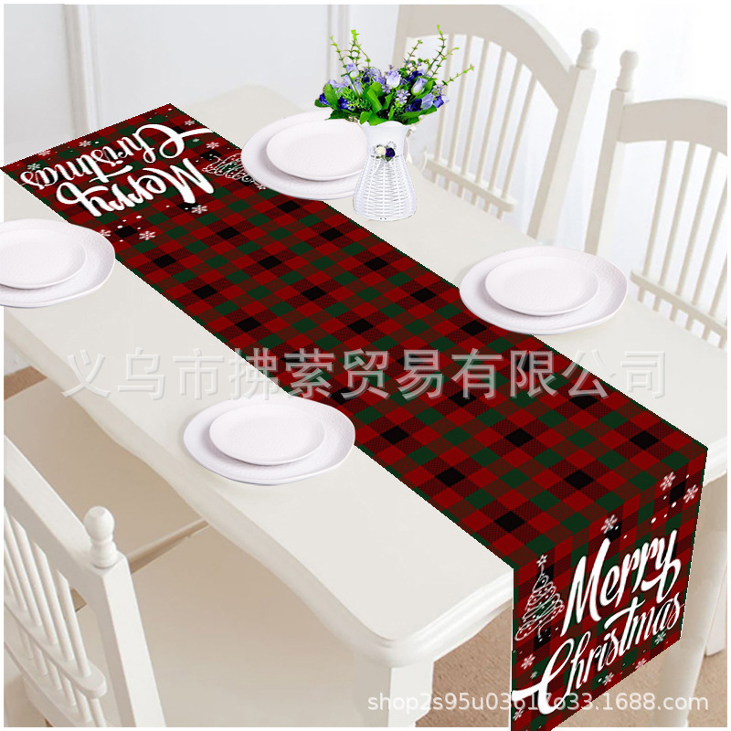 亚马逊2025年新款 圣诞节桌旗 圣诞麻布桌旗餐桌装饰亚麻布|undefined