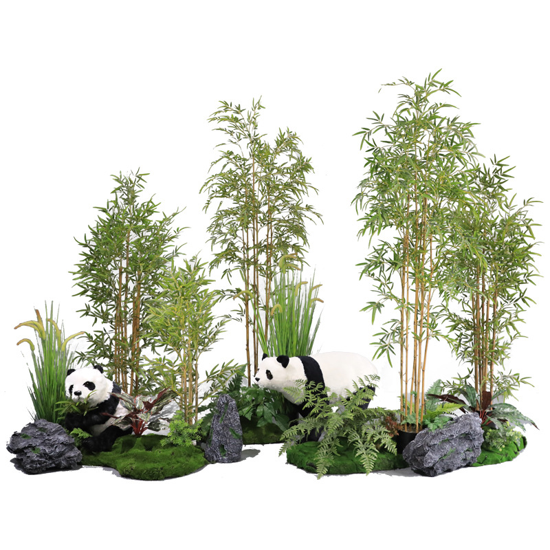 Gran planta verde artificial paisaje biónico combinación de plantas paisaje interior piso decoración bonsai paisaje de bambú artificial