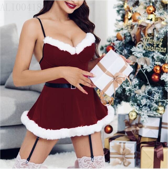 New Cross-Border Amazon Christmas Lingerie Gold Velvet Seductive Passion Christmas Uniform Suspender Skirt for Women Wholesale New Cross-Border Amazon Christmas Lingerie Gold Velvet Seductive Passion Christmas Uniform Suspender Skirt for Women Wholesale