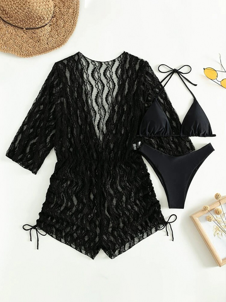 Womenu0027S Fashion Stripe Polyester Cover Ups 3 Piece Set