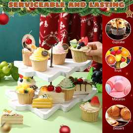 2件圣诞服务托盘，木质圣诞树服务盘 冬季圣诞家庭聚会的餐桌装饰