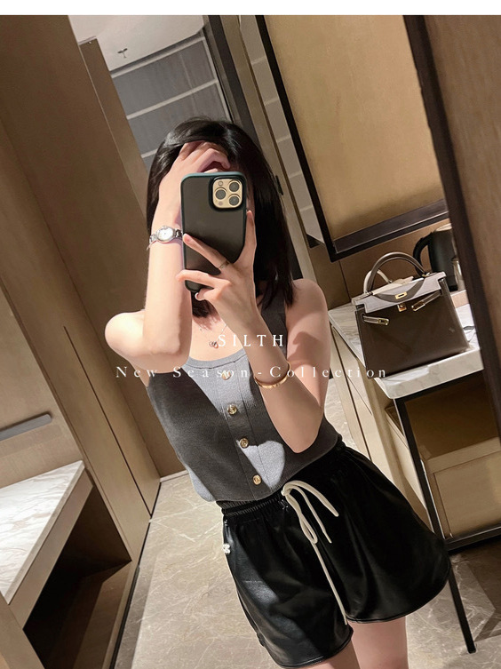 [Special Sale] 2025 Spring/Summer Knitted Inner Layer Vest with Button Closure, Sleeveless Wool Camisole, Elegant and Feminine