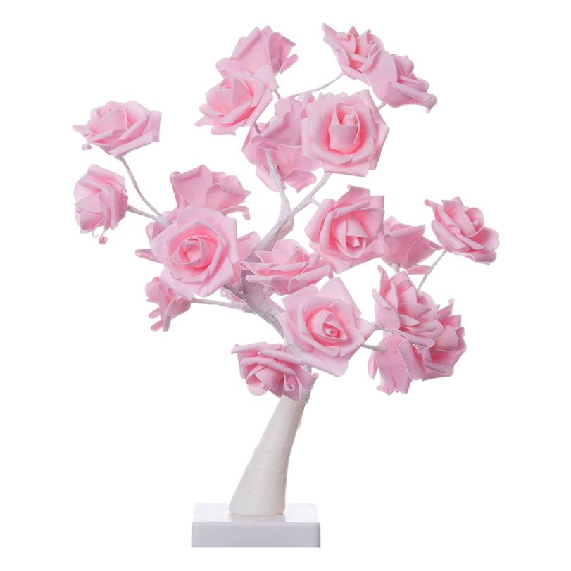 LED Rosa lámpara de modelado PE Rosa árbol lámpara de vacaciones dormitorio Lámpara decorativa regalo del Día de San Valentín lámpara de mesa de modelado
