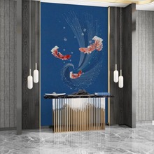 鱼水之情独绣墙布现代高档欧式客厅卧室背景墙无缝全屋墙纸壁布