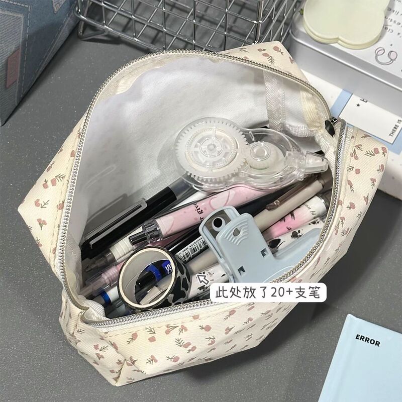 インスタイルインターネットセレブぬいぐるみ新鮮でかわいい小さな花柄鉛筆バッグ大容量収納袋旅行化粧品袋|undefined