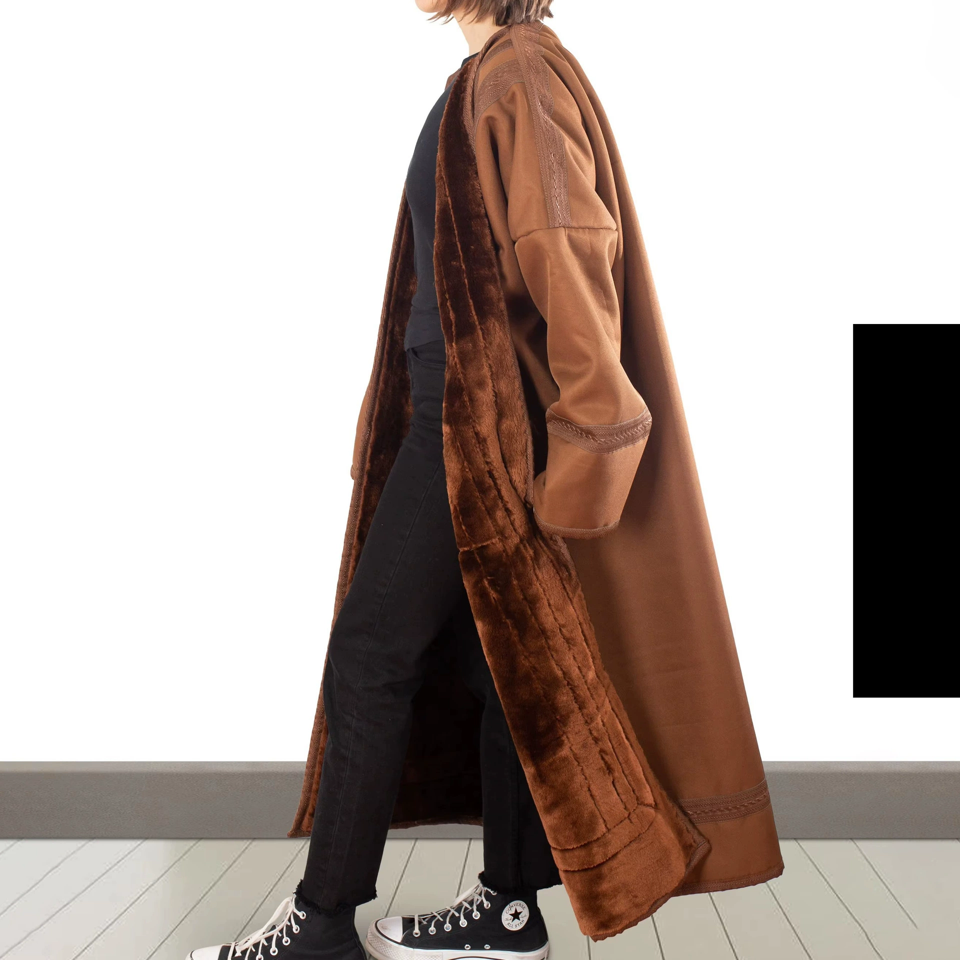 Теплый зимний женский кардиган-халат из утолщенной и удлиненной замши, оптом в наличии FK766-LN106.