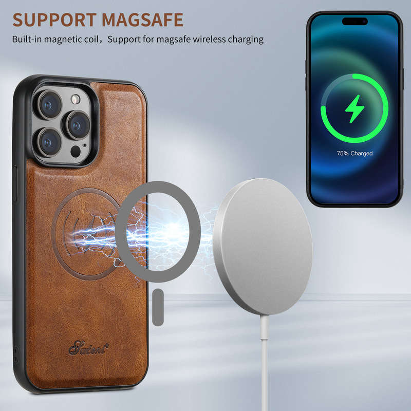 iPhone15 Phone Case for Samsung S24 Wireless Charging MagSafe Car Magnetic Bracket Google Pixel9