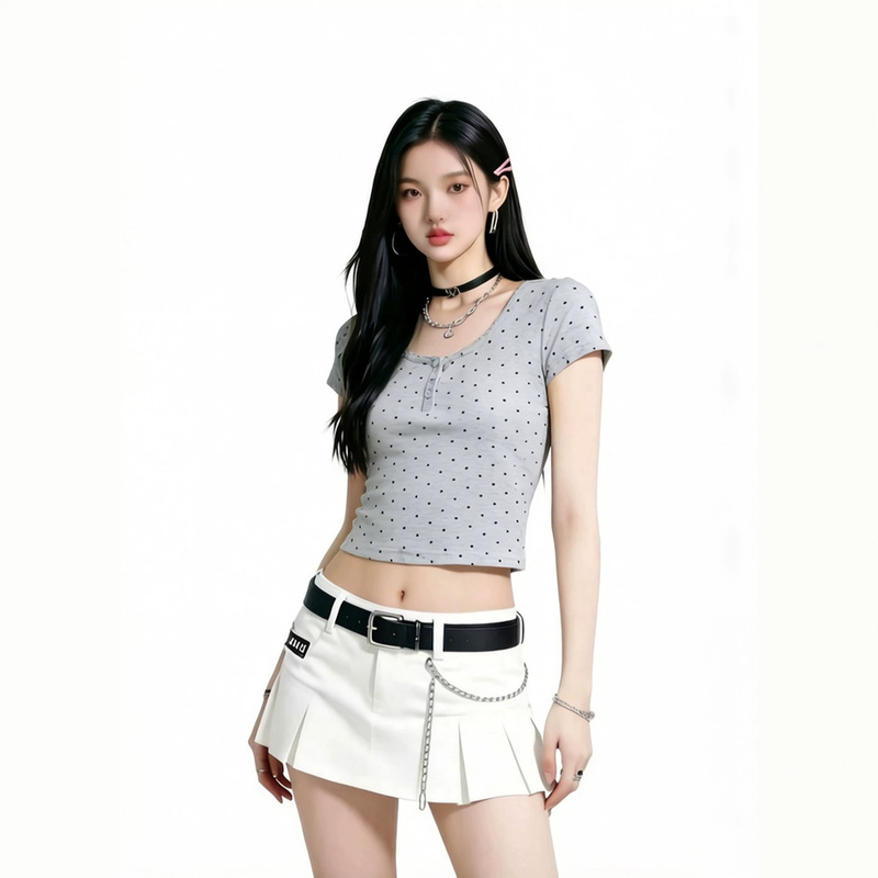 Supports Customization, New Summer Women's Pure Cotton T-Shirt, Stretchy, Slim-Fit, Sexy, Versatile, Casual Short Top