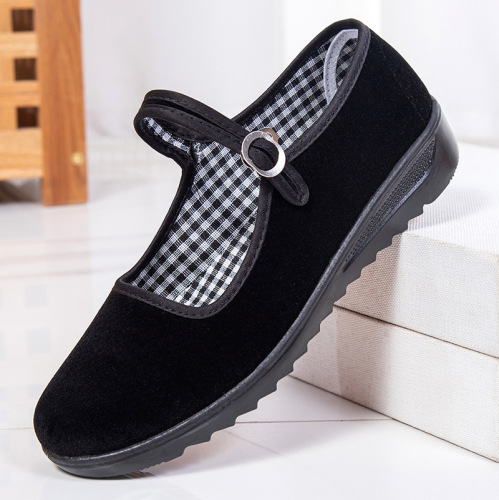 Old Beijing cloth shoes women's shoes hotel black work shoes non-slip casual mom shoes flat shoes street stall supply wholesale