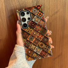 虾皮热销复古图腾双层菲林壳S25/S24+手机保护套S23男女适用硬壳