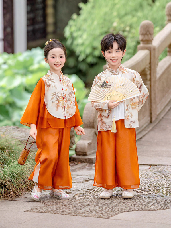 2025新中式改良汉服套装古风男女同款唐装表演节日超仙香山红叶|undefined