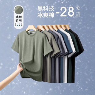 Bamboo Ice Silk Classy Short-Sleeved T-Shirt for Men 2025 Summer New Thin Quick-Drying Cool T-Shirt Top for Men Trendy