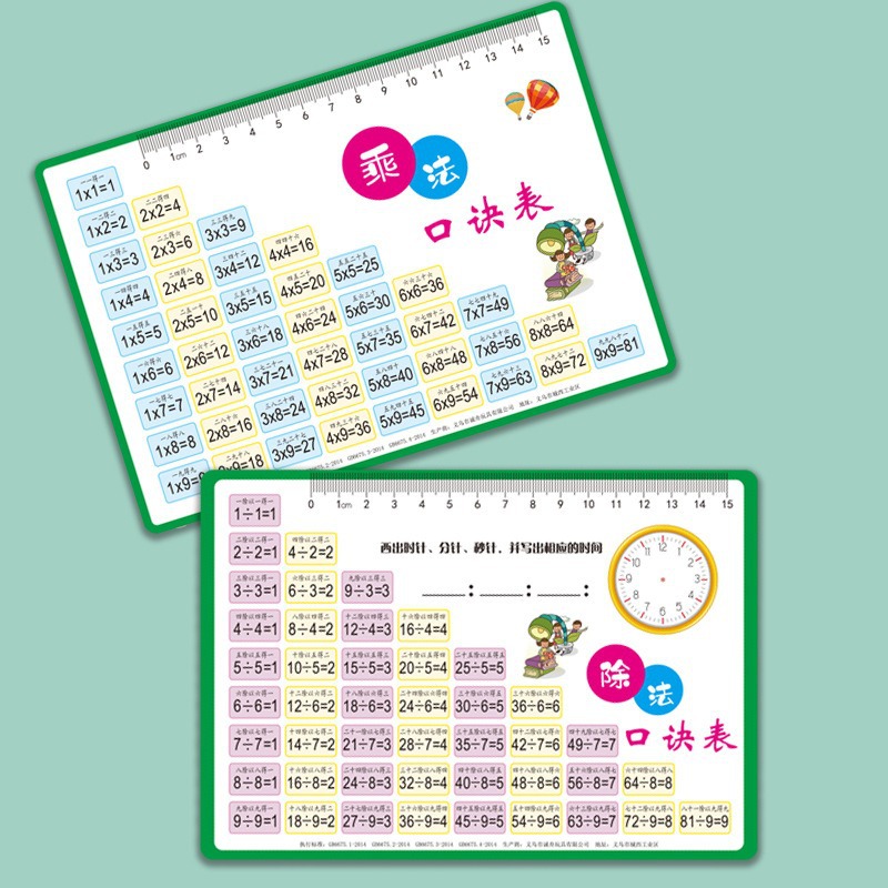 [bank card material] primary school mathematics multiplication tables + division tables (one large and one small)