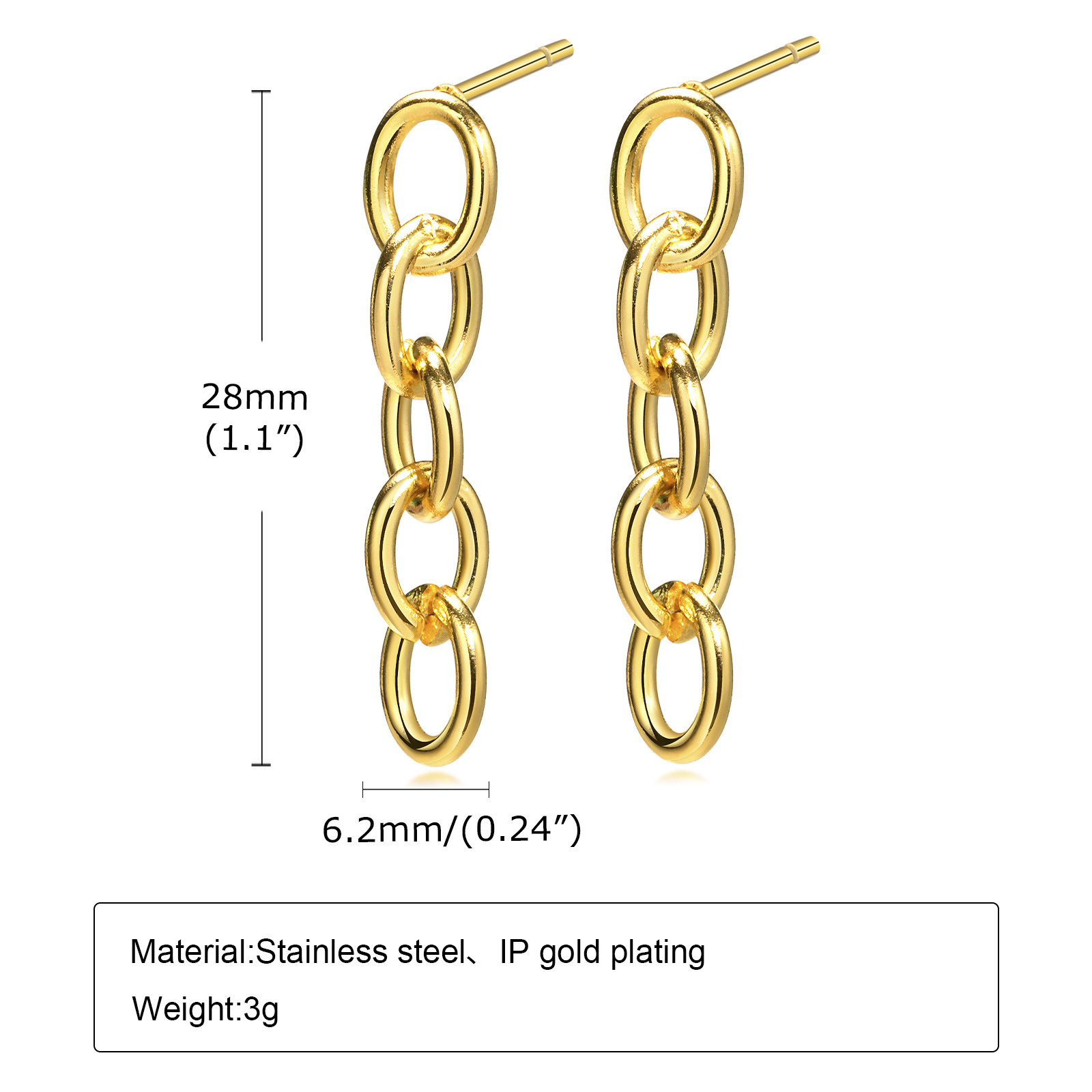 1 Pair Streetwear Geometric Plating 201 Stainless Steel Gold Plated Drop Earrings display picture 1