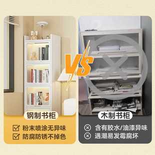 ✅ Steel Sandwich Bookcase Household Children's Dust-Proof Bookshelf Bedroom Floor-Standing Storage Cabinet Living Room Storage with Door