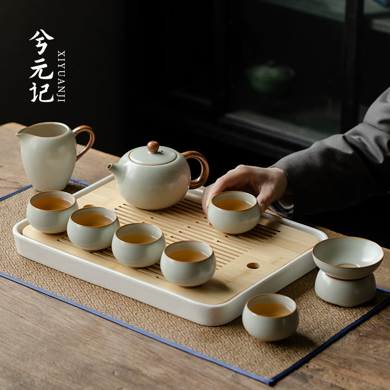 High-end tea set, teapot for home use, tea cup, ceramic gift box, light luxury style