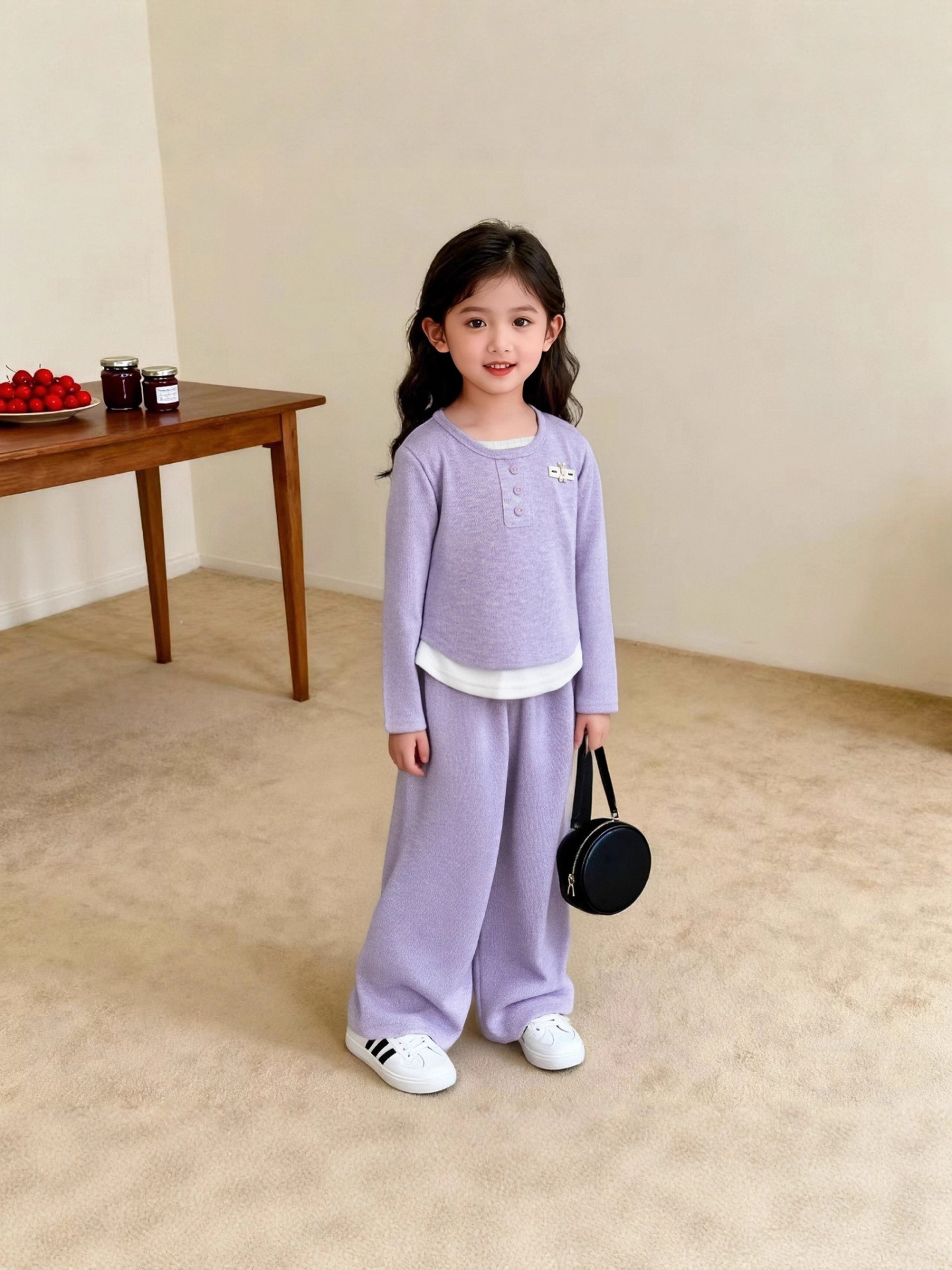 Children's Clothing Wholesale Girls' Suits 25 Autum New Kidsren's Korean Style Fashionable Soft Waxy Fake Two-Piece Tops and Pants Suits