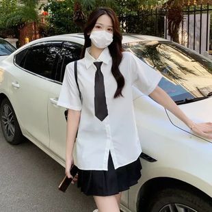 Jk Uniform Shirt Women's Summer New Preppy Style White Polo Collar Short-Sleeved Shirt Student Fresh Top Batch