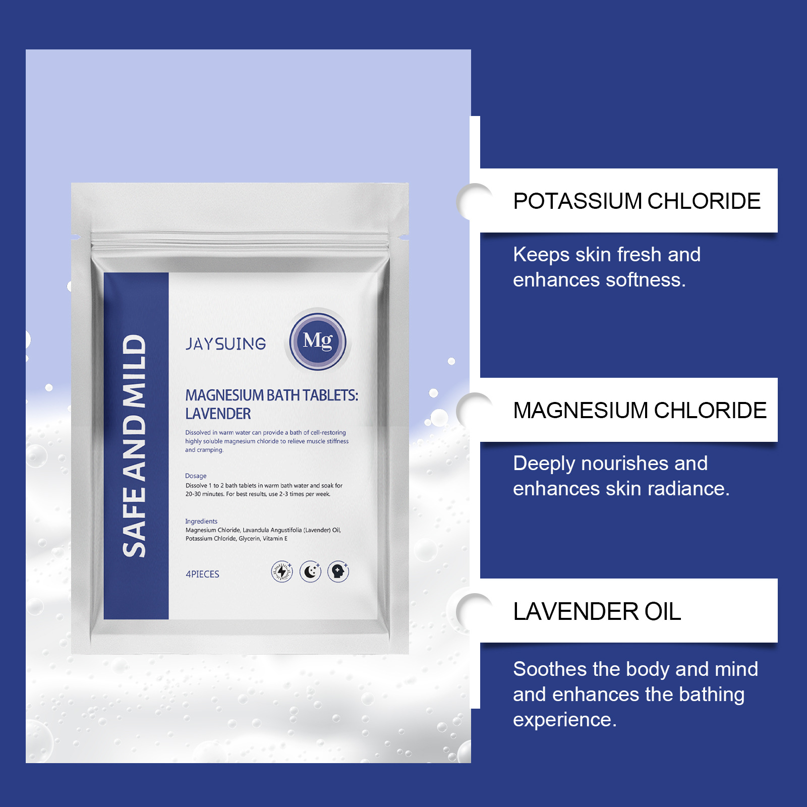 Levandų eterinio aliejaus ir magnio vonios tabletės, drėkinančios ir drėkinančios, valončios kūno odą, gaivinančios ir kvepiančios_voghion.com