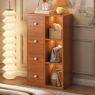 Bucket Cabinet Solid Wood Color Bedroom Storage Cabinet Living Room Wall Storage Cabinet Vertical Cabinet Simple Drawers Cabinet Simple Bed End Direct Selling