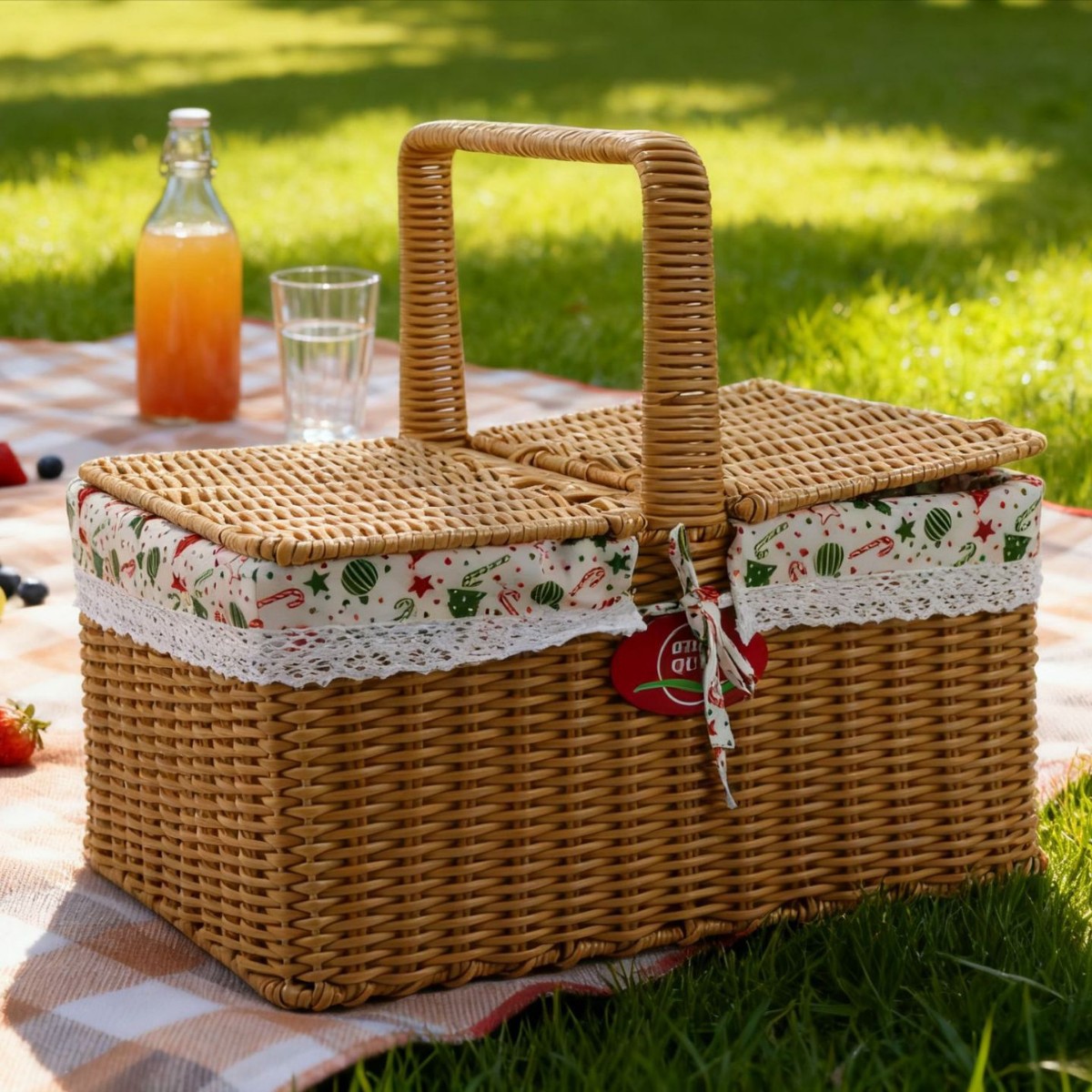 Cestas de picnic al aire libre de plástico personalizado de vid tejido a mano de vid almacenamiento de regalos de verduras y frutas cesta de picnic