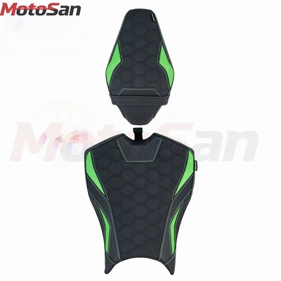 Motorcycle cushion — soft front and rear seat cushion - front-and-rear-seat-cushions-honeycomb-style-green-original-seat-height