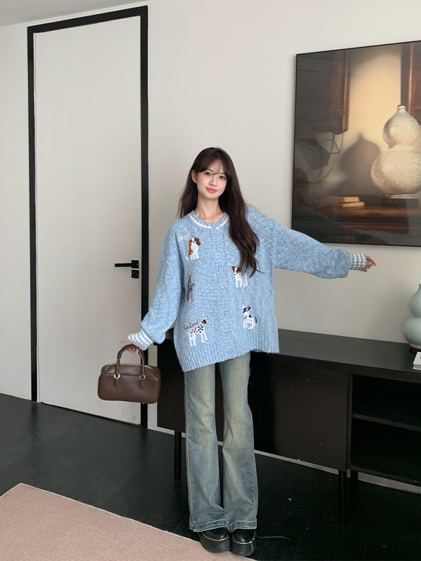 橘子树在哪儿美式复古双扣微喇牛仔裤女春季高腰修身显瘦拖地长裤|undefined