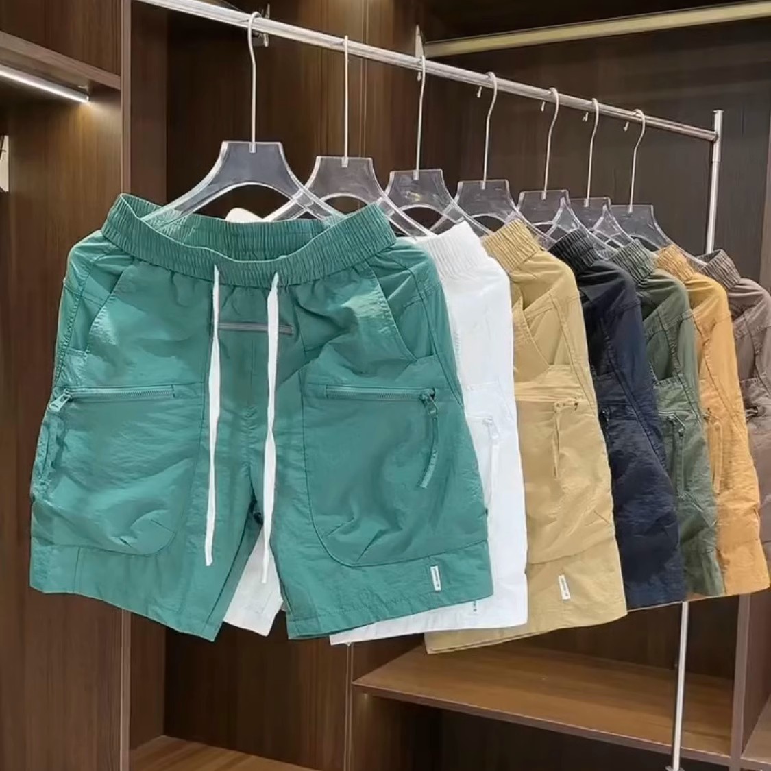 2025 Summer New Men's Shorts Cross-Border American Workwear Multi-Pocket Zipper Five-Point Pants Thin Quick-Drying Shorts
