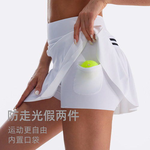 Summer women's fake two-piece sports skirt, antibacterial, quick-drying, breathable yoga shorts, fitness anti-exposure tennis culottes