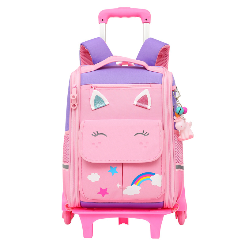 Mochila escolar con ruedas para niñas de primaria, mochila infantil, mochila plegable de dibujos animados de alta gama para estudiantes de quinto grado, mochila con ruedas para estudiantes de primaria, venta al por mayor