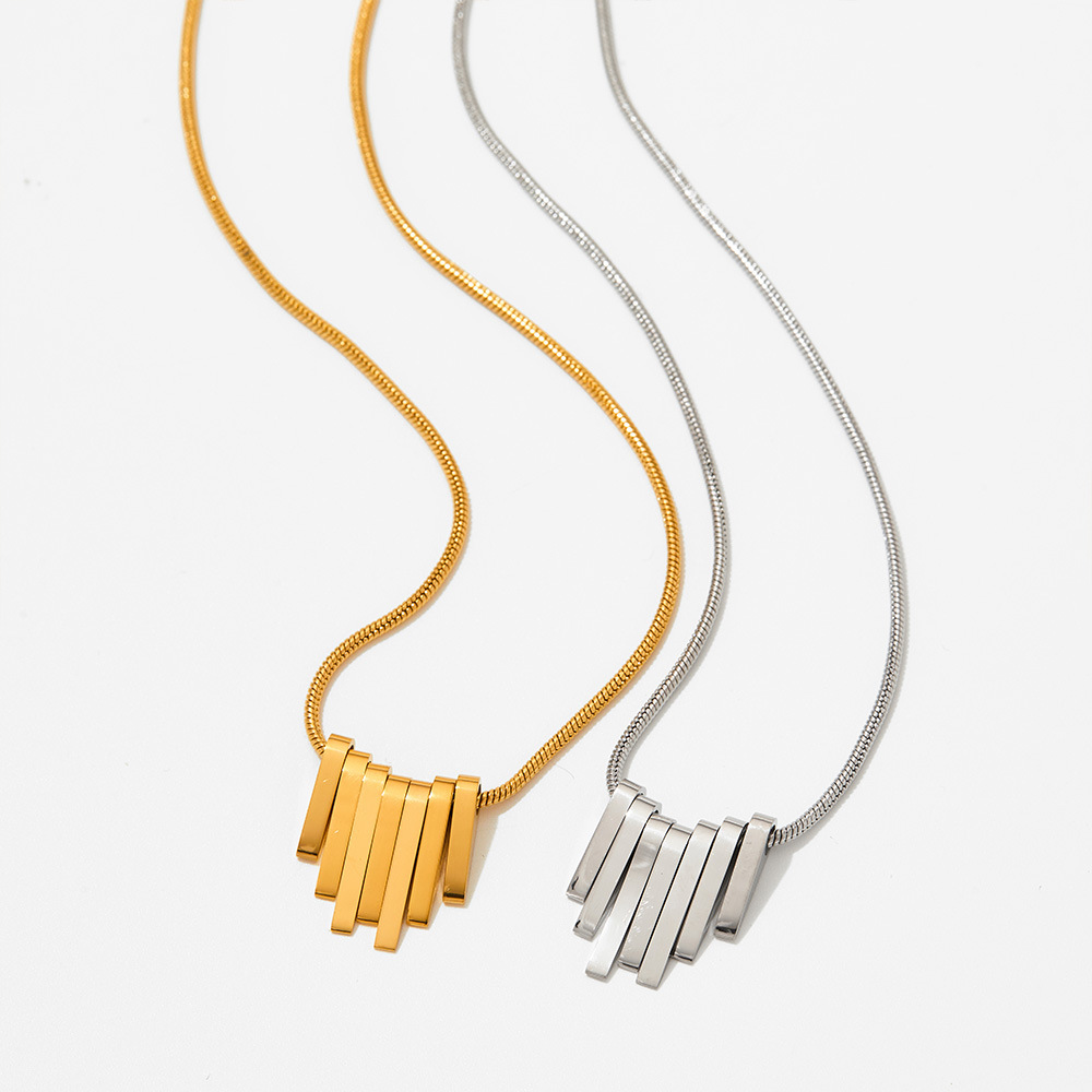 Daily Occasion 304 Stainless Steel Material Solid Color Pattern Ins Style Solid Color Stainless Steel Titanium Steel Plating Pendant Necklace 1 Piece