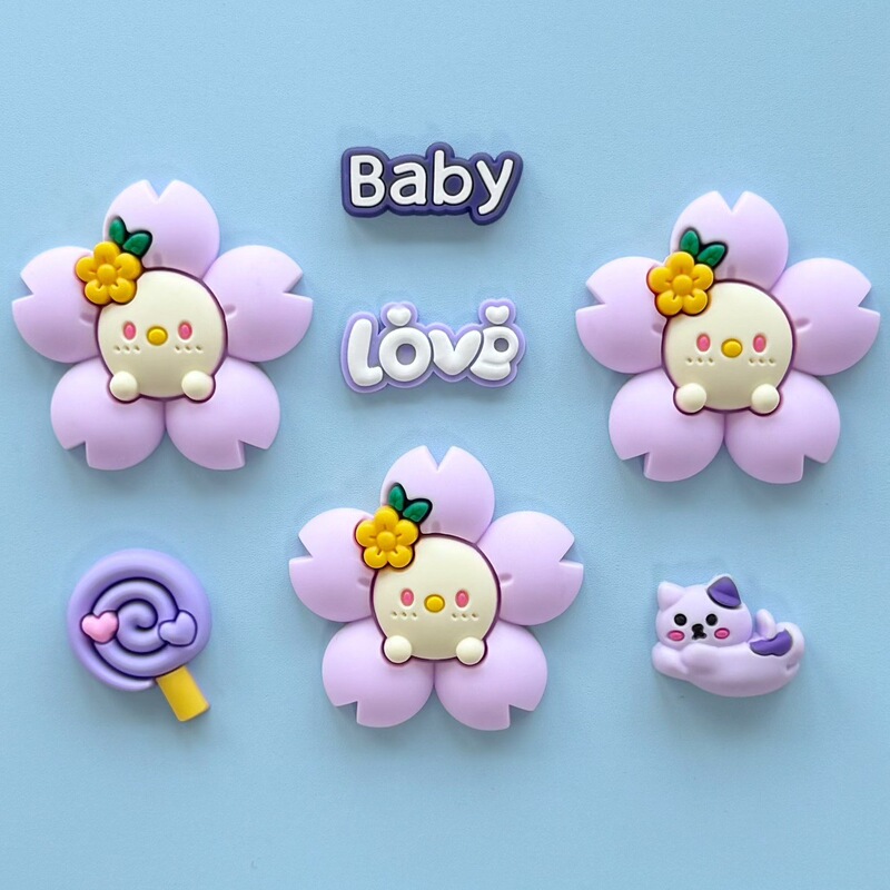 PVC ソフトプラスチックジュエリー DIY アクセサリーかわいい漫画の花カラフルなひまわり冷蔵庫マグネット靴電話ケース装飾|undefined