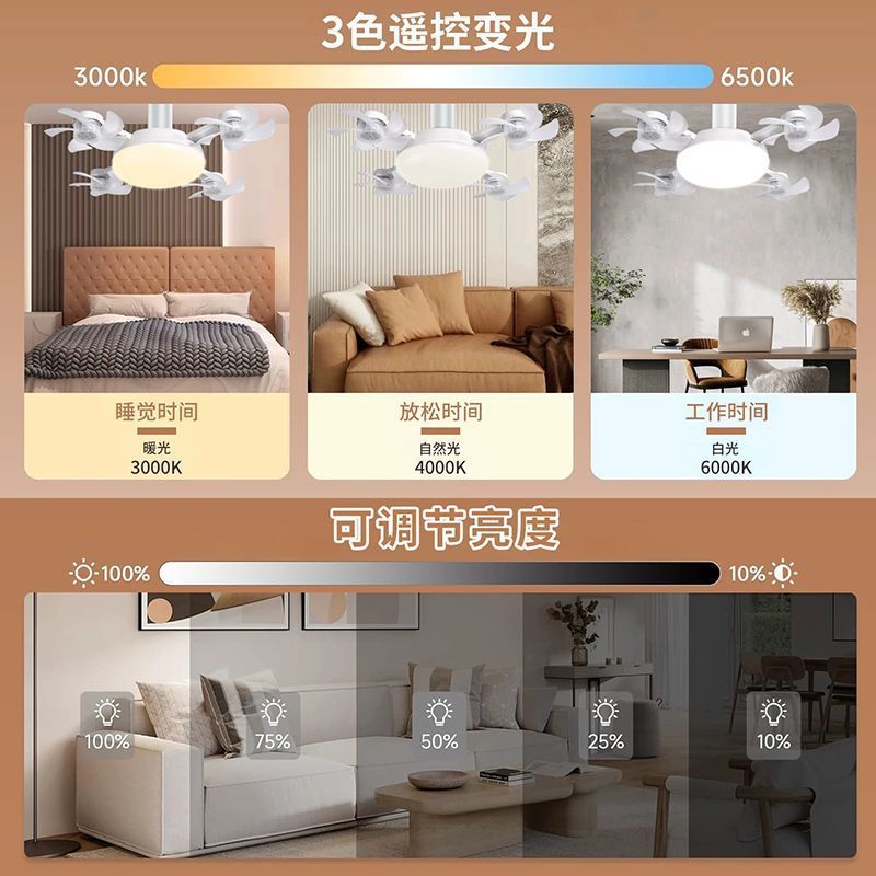 新しいネジドローン家庭用サイレントファンランプシーリングファンランプホームリビングルームダイニングルーム照明一体型ファン|undefined