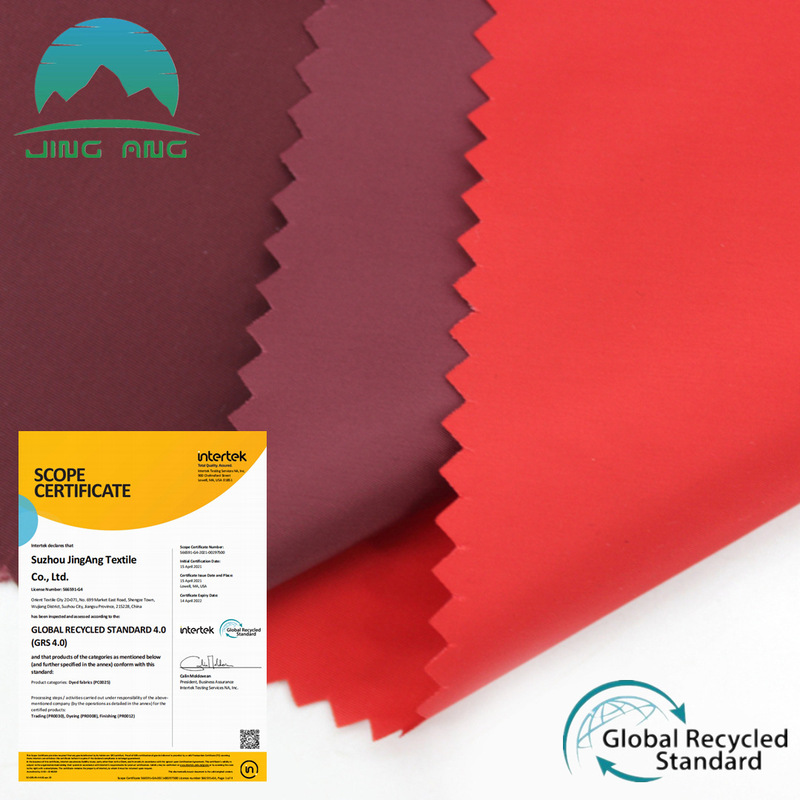 RPET recycled eco-friendly fabric Coke bottle recycled fabric 75D imitation memory cloth plain weave waterproof jacket down jacket