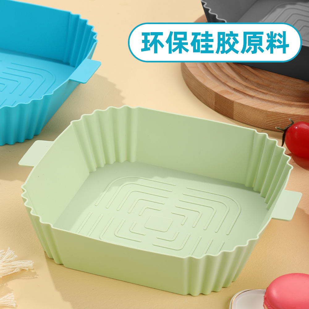 硅膠空氣炸鍋隔熱墊 便攜摺疊硅膠蛋糕模具 硅膠隔熱內襯餐盤烤盤