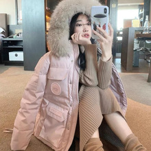 新款派克服工装羽绒棉服女2025年冬季连帽宽松学院加厚大毛领棉衣
