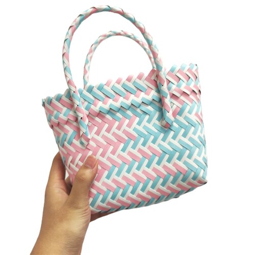 Red Book Street Food Basket Woven Bag Colorful Woven Basket Bag Handheld Basket Cartoon DIY Gift