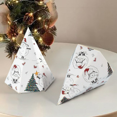 クリスマスカラフルな六面落書きクリスマスツリー型キャンディボックス折りたたみ小さなギフトかわいいタワー型ギフトボックス包装