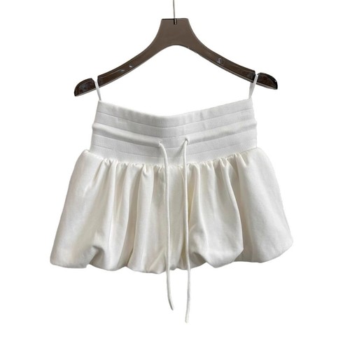 Design sense white floral semi-slip dress for girls, new American style summer petite sport A-line puff short dress pants