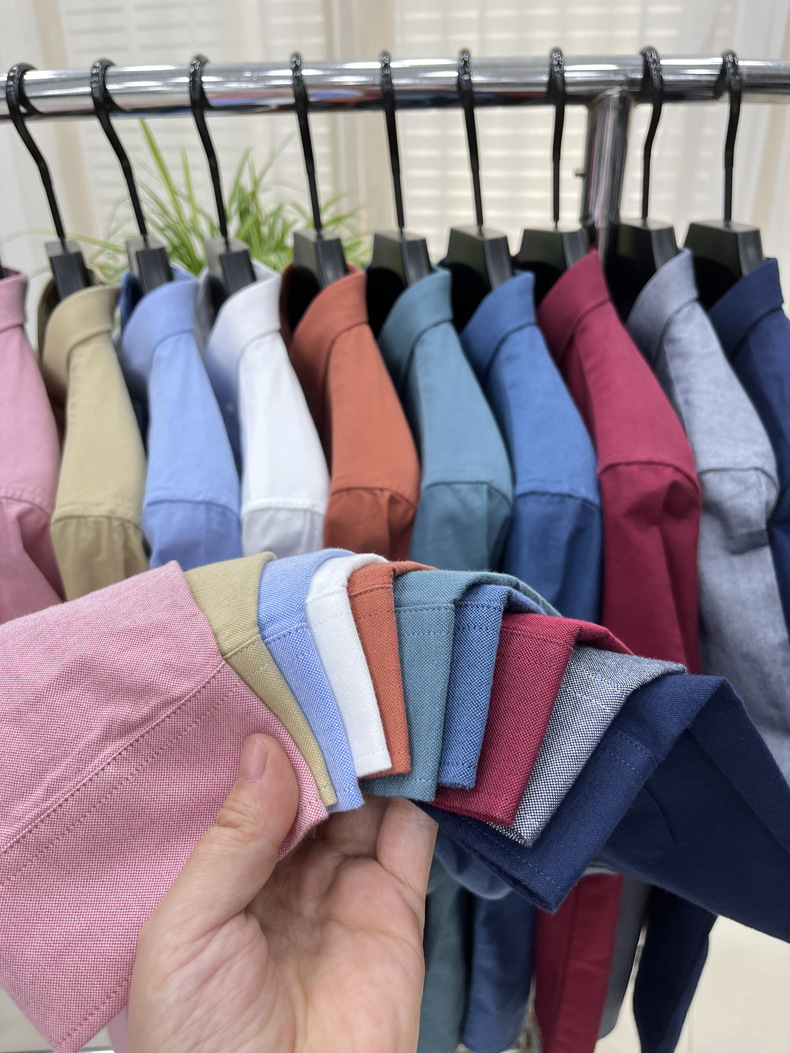 Men's Long-sleeve Embroidered Shirt Solid Colour Casual Autumn Top_voghion.com