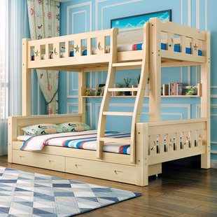 Bunk bed adult solid wood bed mother and child bed 1.9 meters 2 meters long 1 meter loose wood bed children high and low bed