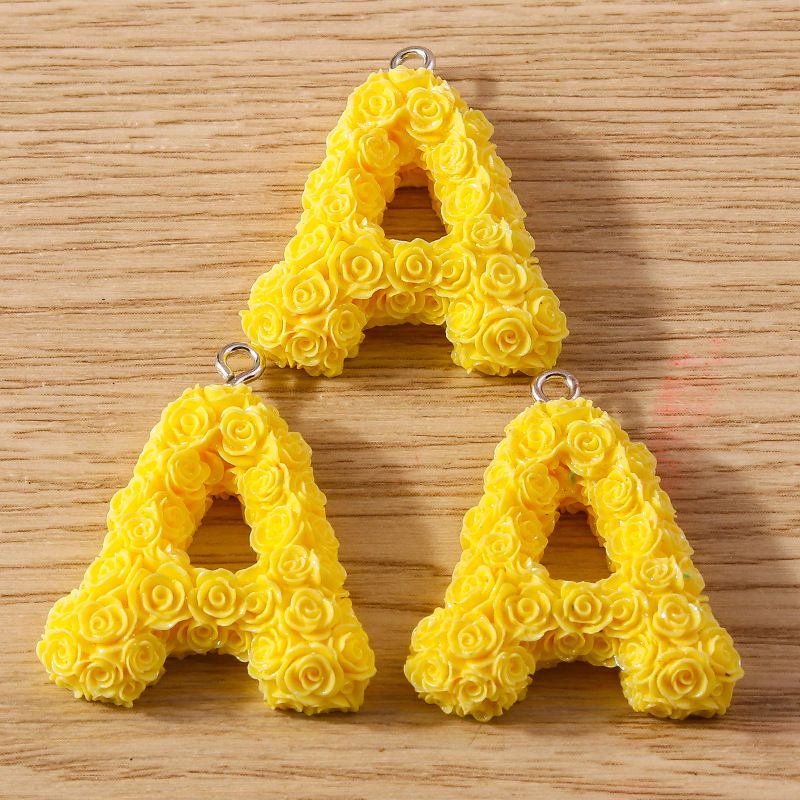 30g Weight DIY Jewelry Accessories Classification 10 Pieces Quantity Plastic Material Letter, Rose Pattern Stoving Varnish Design Cartoon Style, Romantic Style 10 Pieces Plastic Letter Rose 3